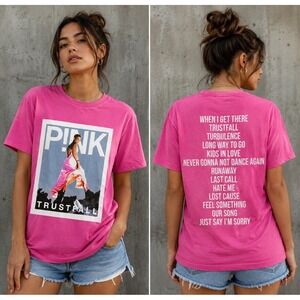 P!NK Trustfall Tour T-Shirt Womens Small Pink Graphic Concert Band Tee Album